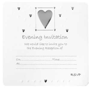 Evening invitation, silver hearts