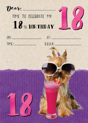 18th Birthday Dog - Purple A5