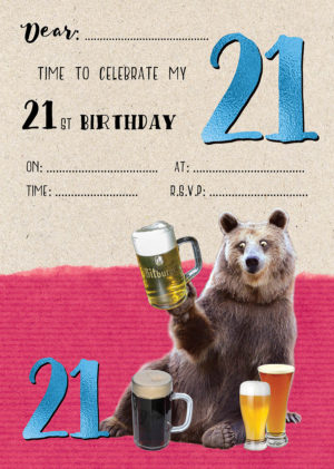 21st Birthday Bear - A5